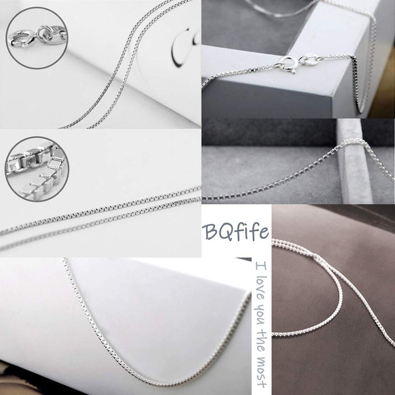 BQfife 925 Sterling Silver Designer Chain 0.8MM Delicate Italian Box Chain - Super Thin & Strong Lovely Necklaces (18) - Image 4