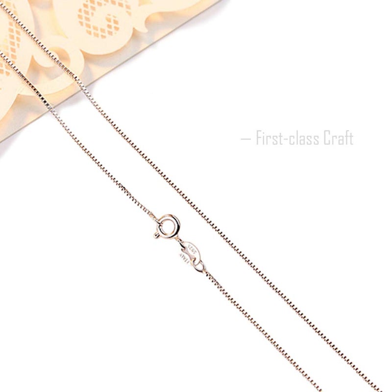BQfife 925 Sterling Silver Designer Chain 0.8MM Delicate Italian Box Chain - Super Thin & Strong Lovely Necklaces (18) - Image 2