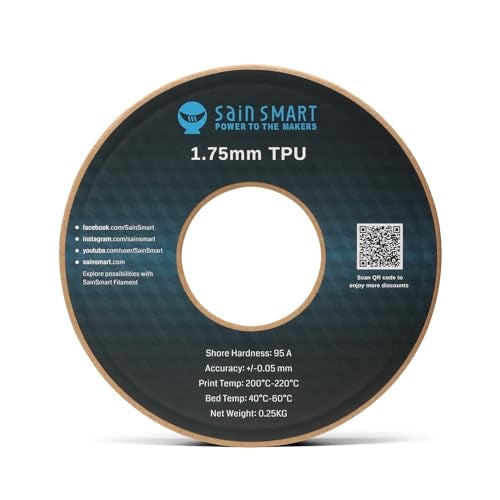 SainSmart ساينسمارت - TPU-RED-0.25KG1.75 ساينسمارت 1.75 مم 250 جرام خيوط طباعة ثلاثية الأبعاد مرنة TPU، دقة الأبعاد +/- 0.05 مم (أحمر) - Image 5