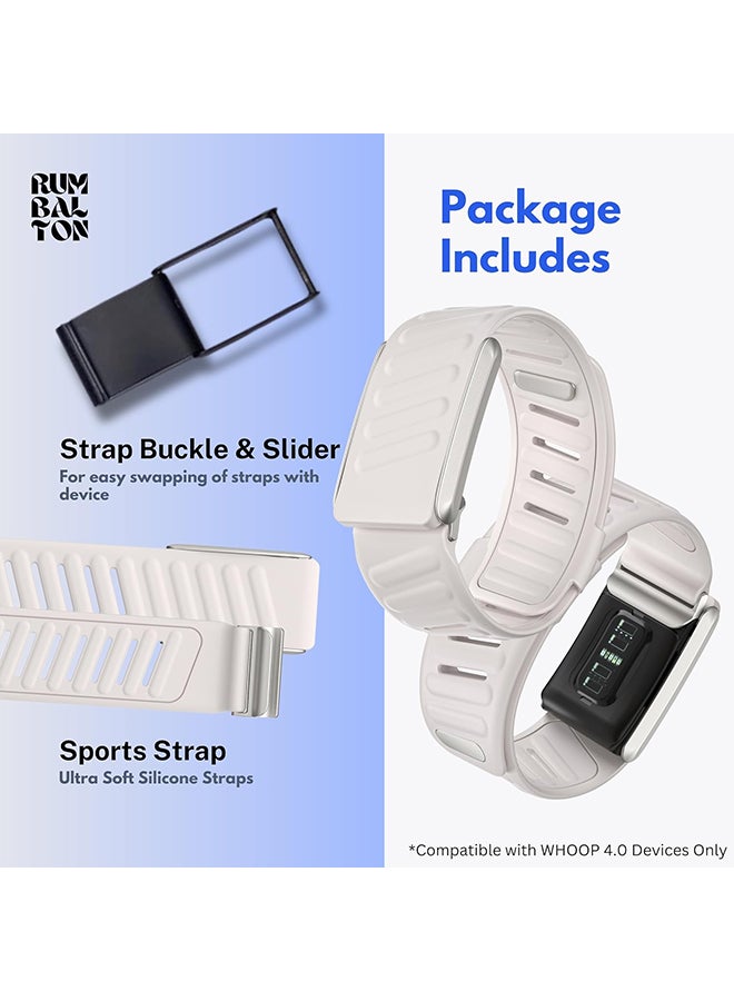 O Ozone Comfort Durable Silicone Wristband Compatible with WHOOP 4.0 Band, Soft Silicone Sports Loop Strap with U Shaped Connector for Men & Women - Starlight - Image 5