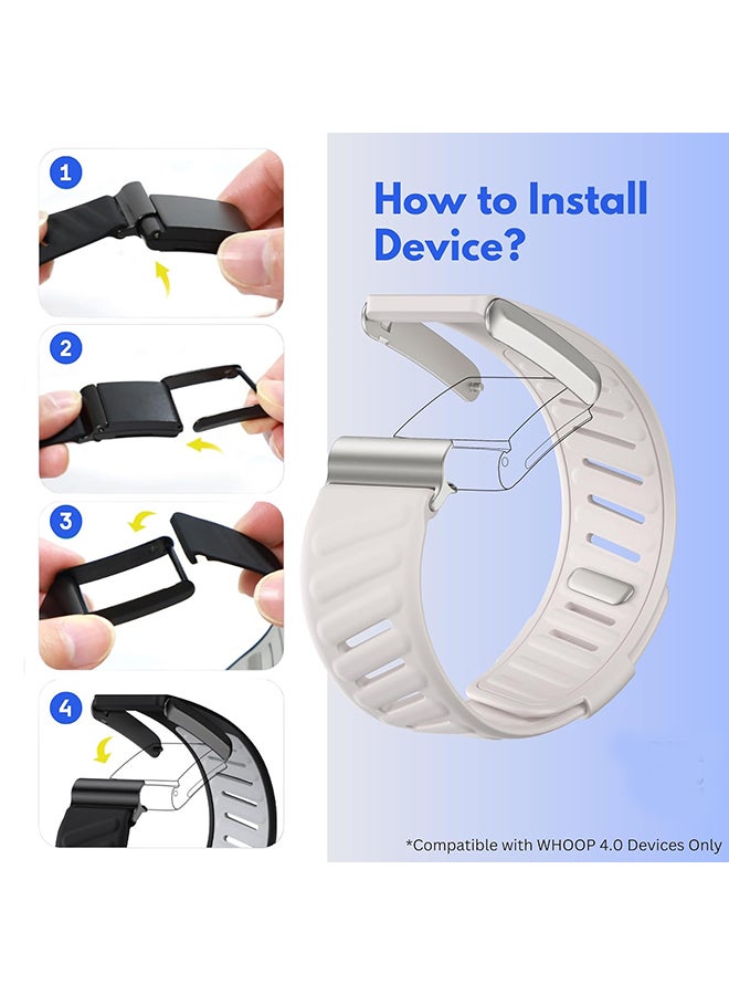 O Ozone Comfort Durable Silicone Wristband Compatible with WHOOP 4.0 Band, Soft Silicone Sports Loop Strap with U Shaped Connector for Men & Women - Starlight - Image 3