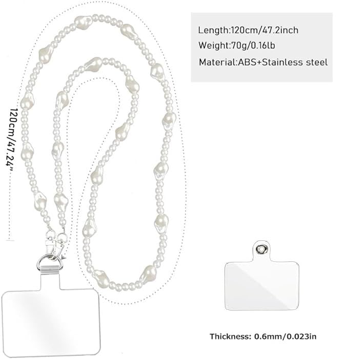 KHOLAD Phone Pearl Lanyard Phone Crossbody Strap, Baroque Pearl Beaded Phone Charm with Tether Tab, Hands-Free Shoulder Strap Compatible with Most Phones for Women - Image 4
