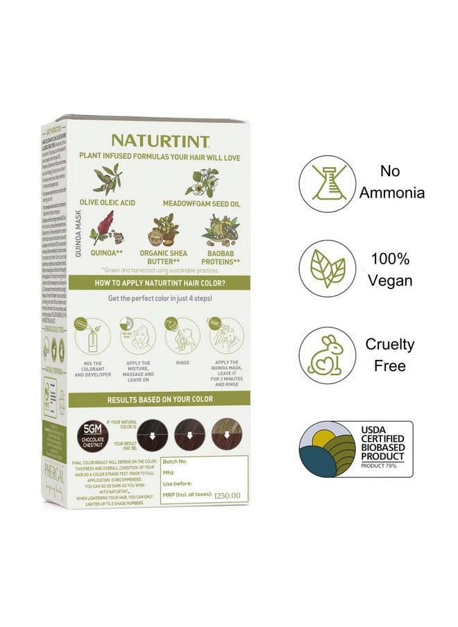 NATURTINT Permanent Hair Colour Chocolate Brown 5Gm | 92% Natural Ingredients | 100% Grey Coverage Long Lasting Hair Color | Usda Certified | Ammonia Free Hair Color Gel 5Gm Chocolate Chestnut 170Ml  - Image 3