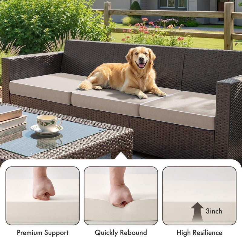 MIULEE Beige Outdoor Chair Cushions Set of 4, 18.5x16x3 Inch Waterproof Patio Seat Cushions for Outdoor Furniture Couch Sofa, 3 Year Color Fastness High Density Foam with Adjustable Ties - Image 5