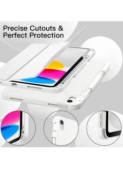 Jetech Case for iPad 10 10.9 Inch 2022 Model 10th Generation with Pencil Holder Slim Tablet Cover with Soft TPU Back Auto Wake Sleep White  - Image 3