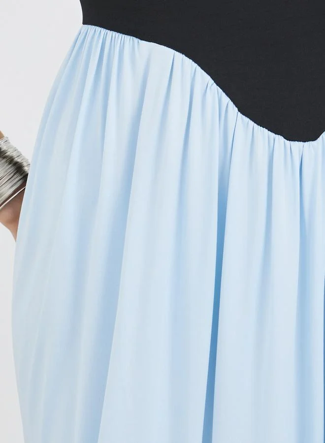 Take Two Take Two Color Block Short Sleeve Round Neck Maxi Dress