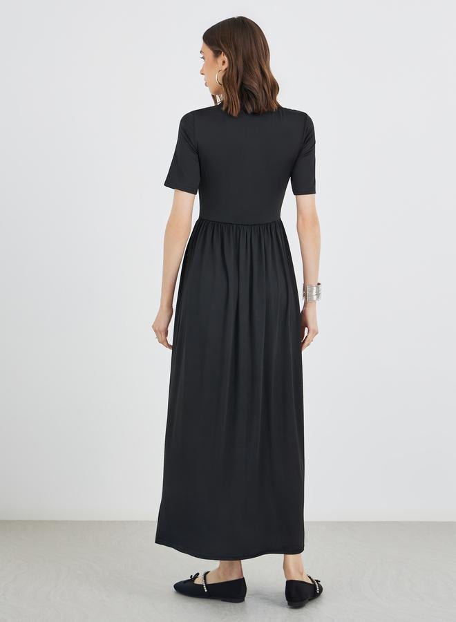 Take Two Color Block Short Sleeve Round Neck Maxi Dress - Image 5