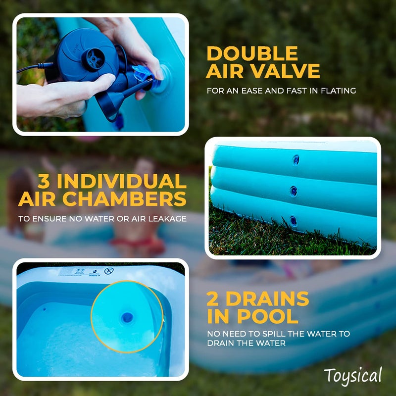 Toysical Inflatable Pool for Kids and Adults with Pump - 118 x 72 x 22 - More Durable Than Other Blow up Pools for Adults - Includes Patches - Image 3