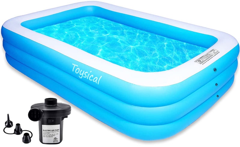 Toysical Inflatable Pool for Kids and Adults with Pump - 118 x 72 x 22 - More Durable Than Other Blow up Pools for Adults - Includes Patches - Image 1