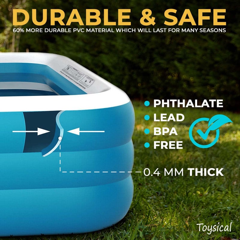 Toysical Inflatable Pool for Kids and Adults with Pump - 118 x 72 x 22 - More Durable Than Other Blow up Pools for Adults - Includes Patches - Image 2