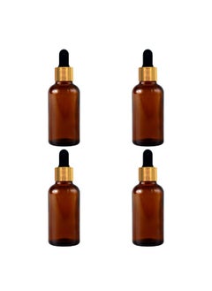 Devinez Devinez Amber Color Round Glass Bottle, 50 Ml - Set Of 4 With Dropper And Cap For Essential Oils, Blends, Diy Skin Care, Cosmetics, Multipurpose Bottle For Home And Travel Purpose  - Image 1