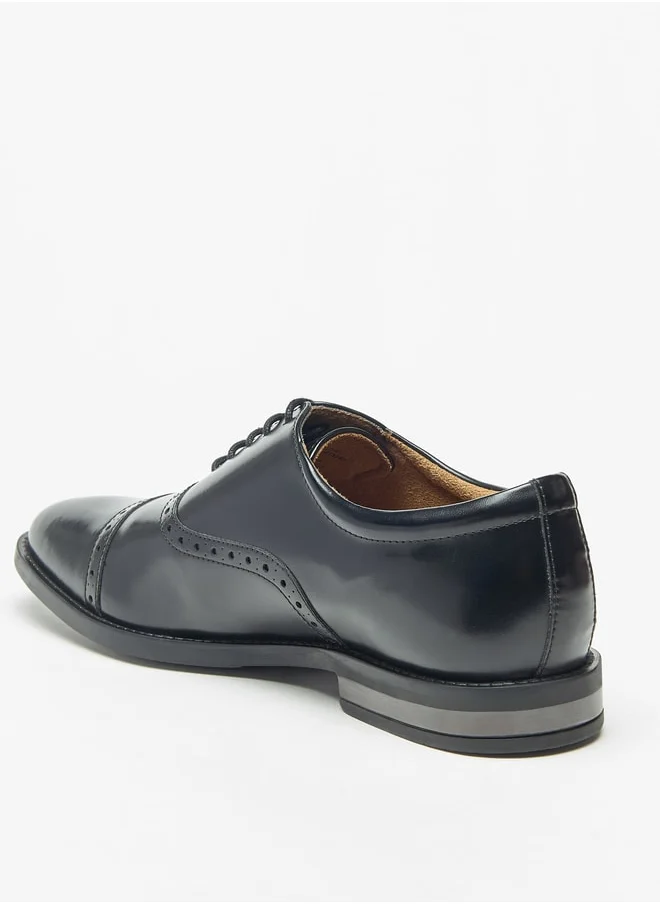 DUCHINI Men's Textured Oxford Shoes with Lace-Up Closure