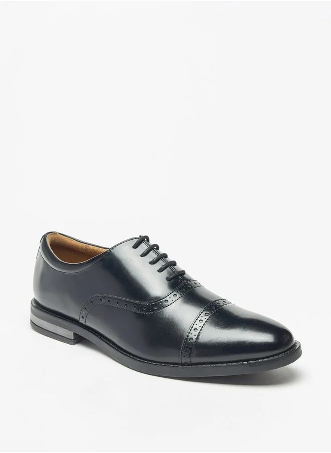 DUCHINI Men's Textured Oxford Shoes with Lace-Up Closure