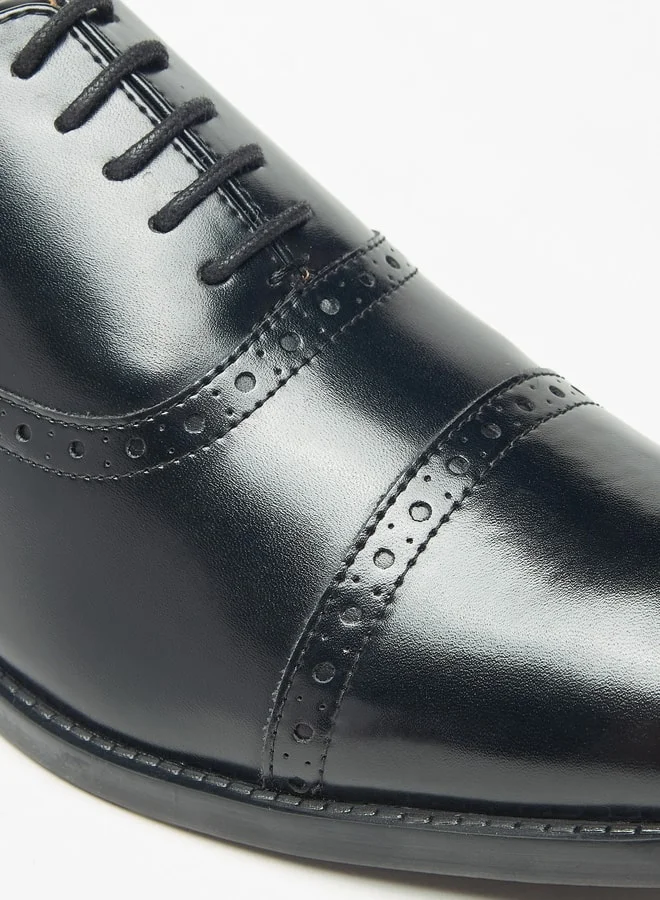 DUCHINI Men's Textured Oxford Shoes with Lace-Up Closure