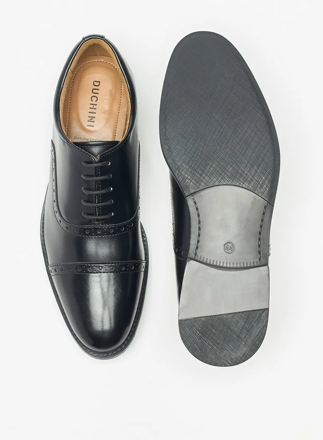 DUCHINI Men's Textured Oxford Shoes with Lace-Up Closure