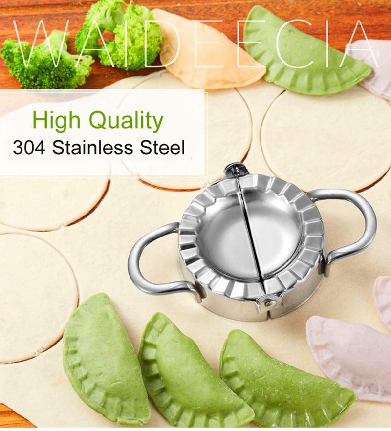 AOEKBOH Dumpling Maker - Dumpling Press/Stainless Steel Empanada Press/Pie Ravioli Dumpling Wrappers Mold Kitchen Accessories (9.5cm/3.74" Large) - Image 2