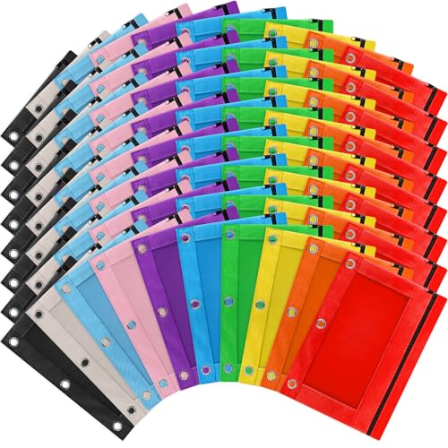Gloween Pencil Pouch for 3 Ring Binder, 80 Pack Zipper Pencil Pouches/Case in Assorted Color, Durable Binder Pencil Pouch/Bag for Office School Supplies (10 Colors) - Image 1