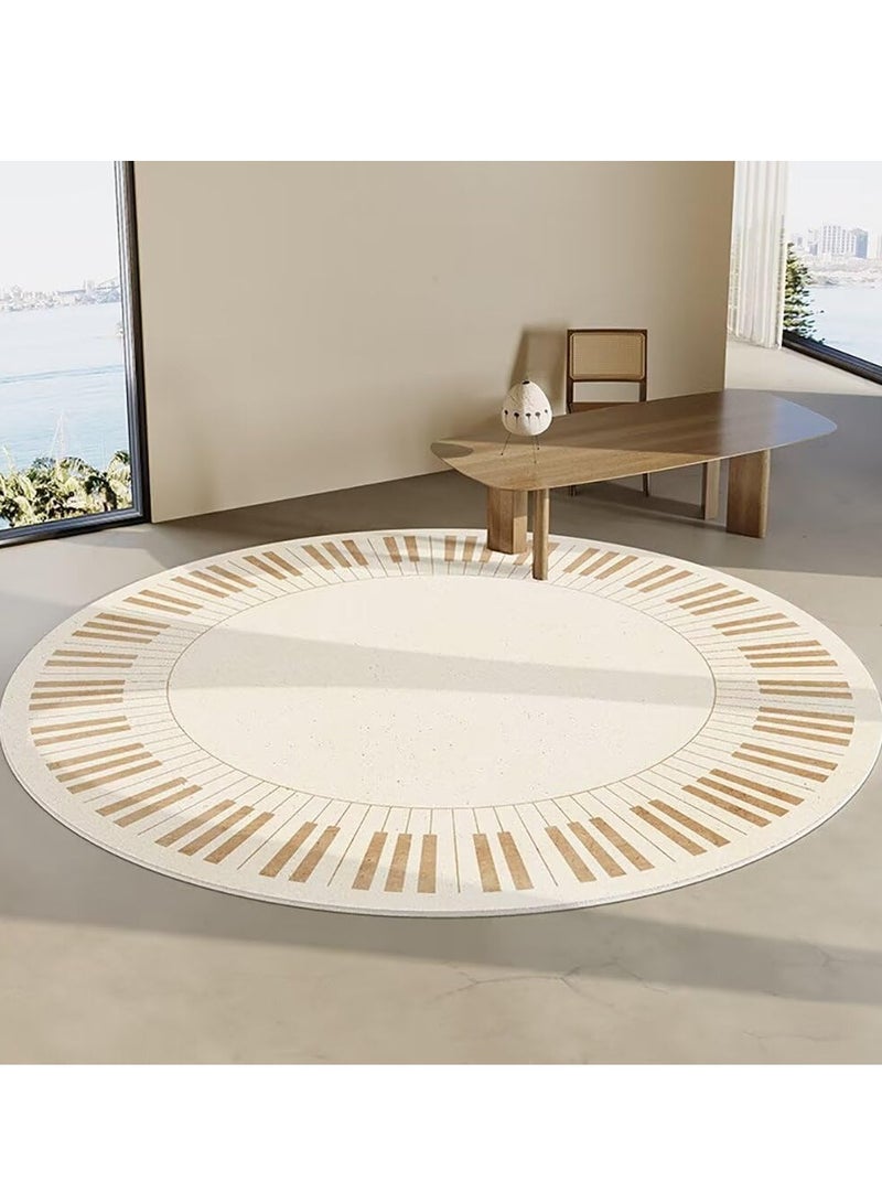 XiuWoo Piano Musical Keyboard Print Round Area Rug, for Kids Study Room Playroom Modern Abstract Rugs Low Pile Circular Floor Mat Carpets, for Kitchen Bathroom Dining Room,120x120cm - Image 1