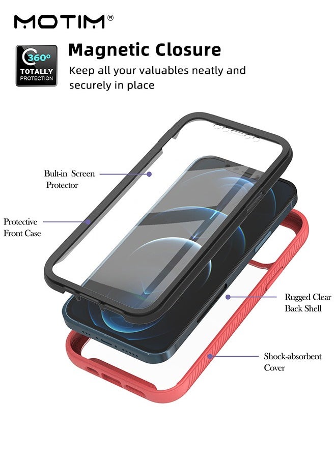2 in 1 Case Cover for iPhone 14 /14 Plus with Front Screen Protector, Drop Protection Shockproof Anti-Yellowing Phone Case, Full Back Protection and Camera Lens Protector, Full Coverage Set