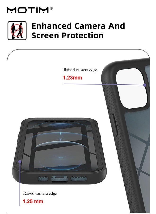 2 in 1 Case Cover for iPhone 14 /14 Plus with Front Screen Protector, Drop Protection Shockproof Anti-Yellowing Phone Case, Full Back Protection and Camera Lens Protector, Full Coverage Set