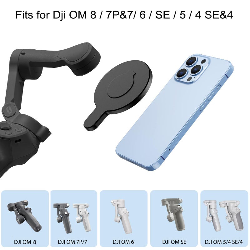 Aerbeis حامل هاتف مغناطيسي Aerbeis OM لجهاز DJI Osmo Mobile 8/7P/OM 7/OM 6/SE/OM 5/OM 4 SE/OM 4 Magsafe مع محول سريع الإطلاق ومشبك مغناطيسي، للتثبيت لتصوير الفيديو والصور، ملحقات جيمبال هاتف DJI - Image 3