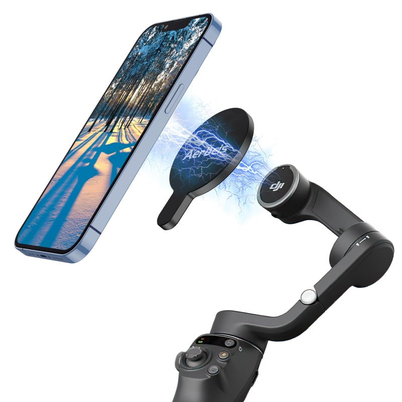 Aerbeis حامل هاتف مغناطيسي Aerbeis OM لجهاز DJI Osmo Mobile 8/7P/OM 7/OM 6/SE/OM 5/OM 4 SE/OM 4 Magsafe مع محول سريع الإطلاق ومشبك مغناطيسي، للتثبيت لتصوير الفيديو والصور، ملحقات جيمبال هاتف DJI - Image 1