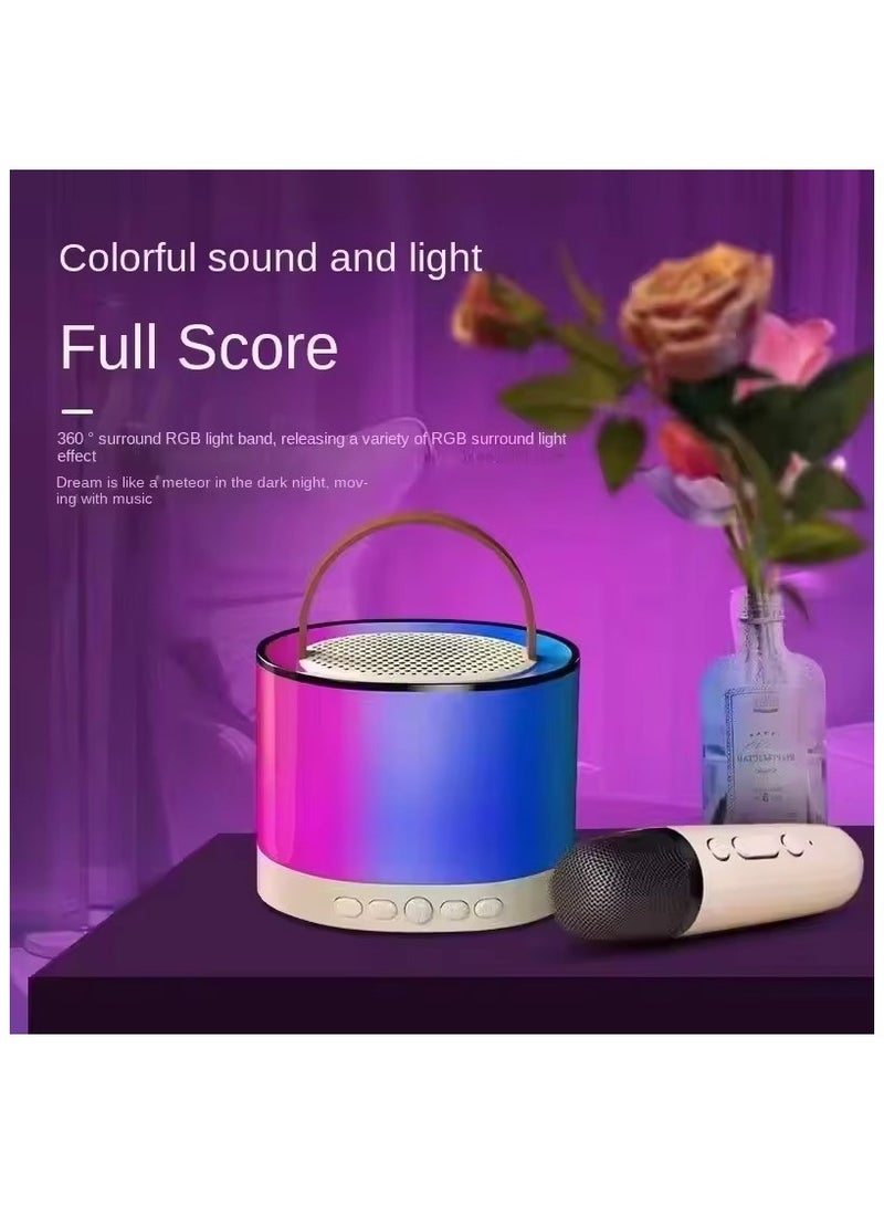 Wireless Bluetooth Karaoke Speaker with Microphone – Portable Pink Speaker with LED Lights, Family Singing & Party Sound System - Image 2