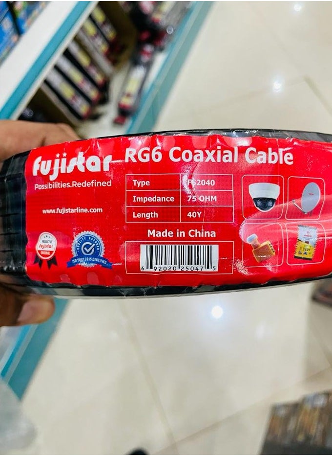 فوجي ستار كابل فوجيستار محوري لتوصيل الأقمار الصناعية وأجهزة الاستقبال، أسود (40 ياردة/36.5 متر)  - Image 3