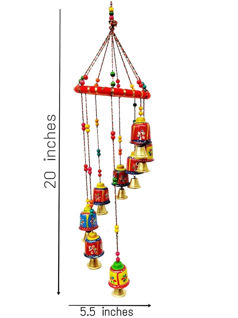 JH Gallery Handmade Rajasthani Metal Multicolor Bells Wall Hanging for Home Dcor Living Room Bedroom Door Hanging Gifting Ideal for Your Loved Ones Pack of 1 - Image 2