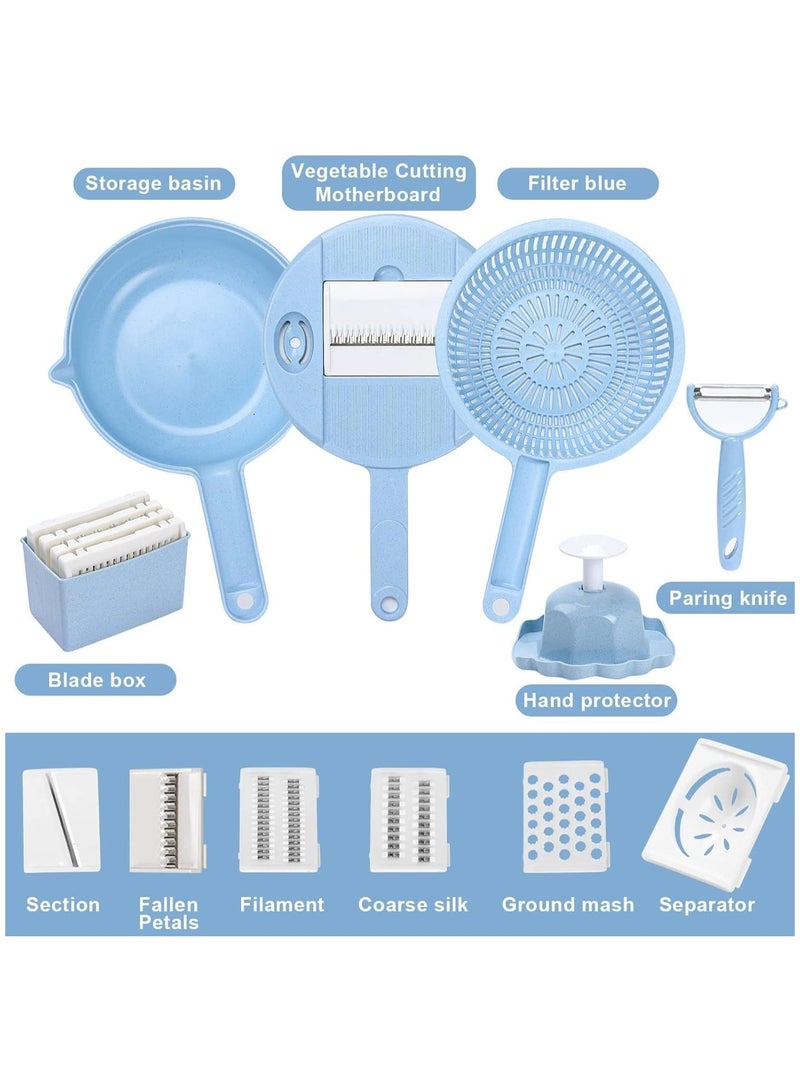 Food Chopper - 14 in 1 Multifunction Chopper Vegetable Cutter Slicer with Container, Veggie Chopper, Garlic Peeler, Skin Remover, Includes Cleaning Brush, Essential Kitchen Tool for Quick - Image 2