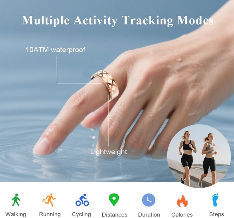 Smart Ring for Women Fitness Smart Rings Tracker Health Ring Sleep Tracker Heart Rate SpO2 Calorie Distance Measurement Pedometer Rose Gold for Android and iOS (10) - Image 4