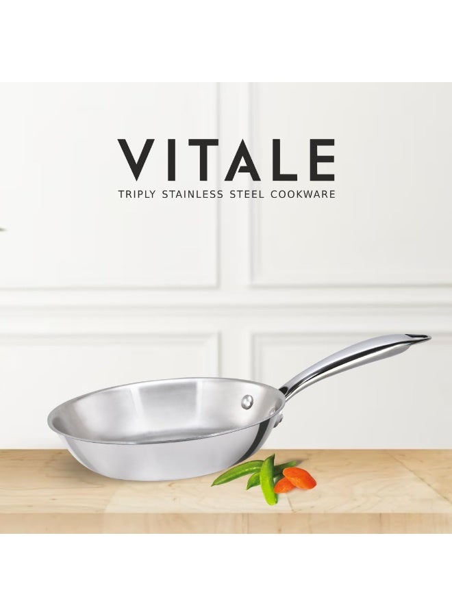 Alda Vitale Triply Stainless Steel Fry Pan 20 Cm, Silver - Image 2
