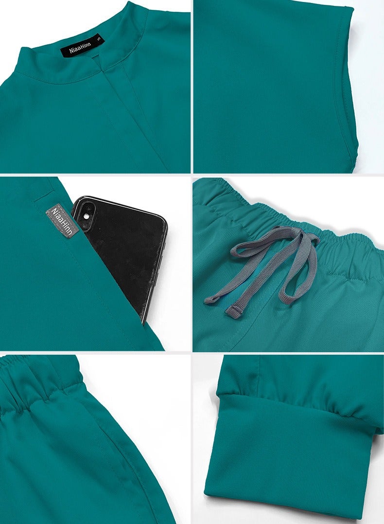 Elastic Scrubs Nursing Pants with Stand Collar Nurse Uniforms for Medical Professionals & Jogging - Amazon Fulfilled - Image 3