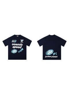 Broken Planet Cartoon Logo Cotton Tee 312 navy blue