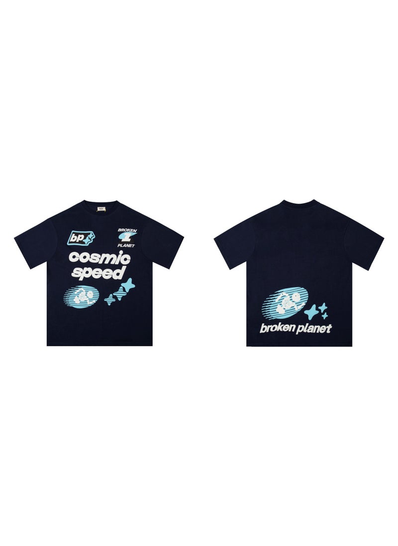 Generic - Broken Planet Cartoon Logo Cotton Tee 312 navy blue - Image 1