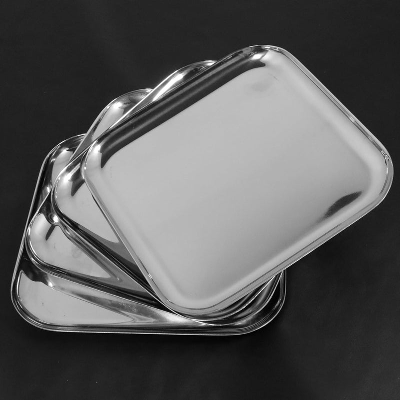 Spillbox صينية تقديم من الفولاذ المقاوم للصدأ، صينية عادية، مادة غذائية، خالية من BPA، أدوات مائدة، تشطيب مرآة، صينية مربعة، طول، عبوة من 4 قطع صغيرة - Image 1