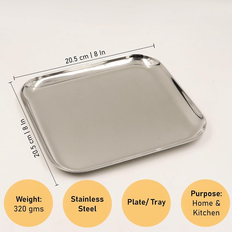 Spillbox صينية تقديم من الفولاذ المقاوم للصدأ، صينية عادية، مادة غذائية، خالية من BPA، أدوات مائدة، تشطيب مرآة، صينية مربعة، طول، عبوة من 4 قطع صغيرة - Image 5