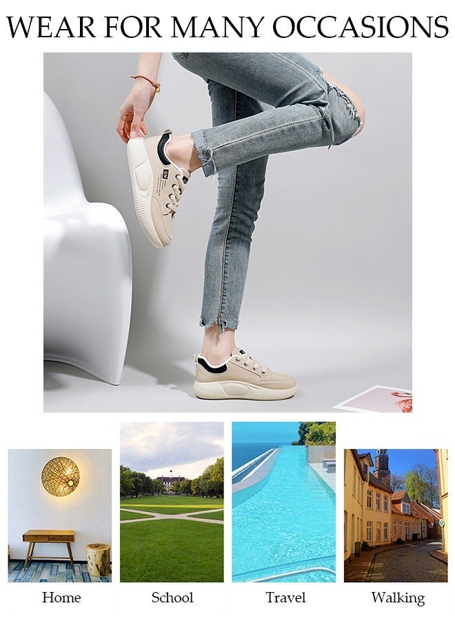 DUNISO Women's Platform Sneakers Low Top Walking Shoes for Lady Comfortable Lace Up Fashion Casual Shoes for Indoor Outdoor Travel Work - Image 3