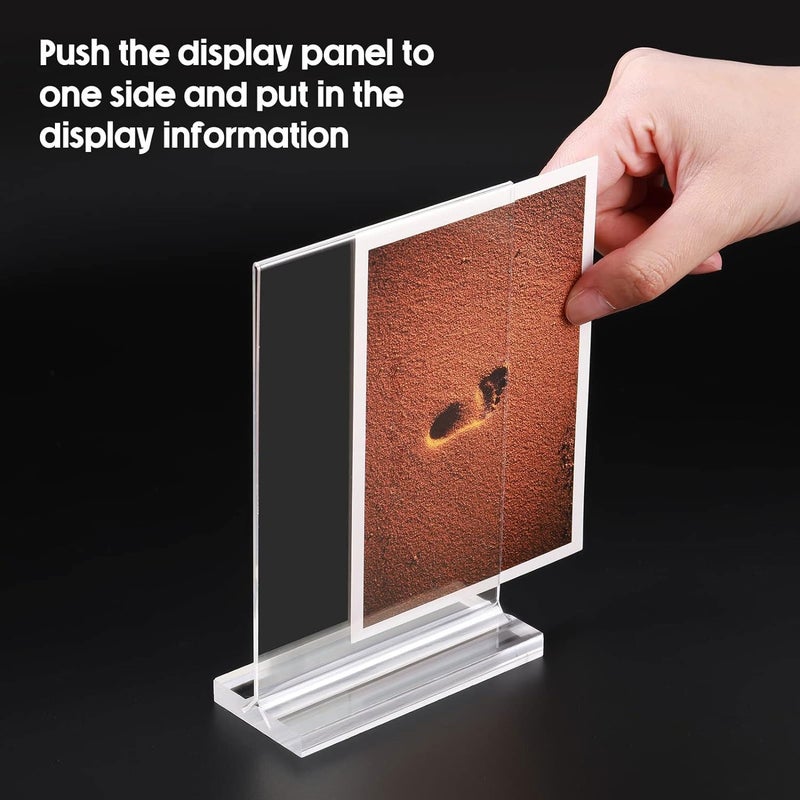 Excefore Acrylic Sign Holder A6, 10 Pack Double Sided T-Shape Table Top Display Stand, Clear Picture Frame For Restaurants, Store Promotions, Photo Frames, Office - Image 3