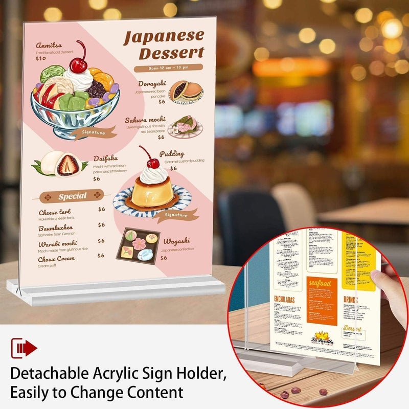 Excefore Acrylic Sign Holder A6, 10 Pack Double Sided T-Shape Table Top Display Stand, Clear Picture Frame For Restaurants, Store Promotions, Photo Frames, Office - Image 5