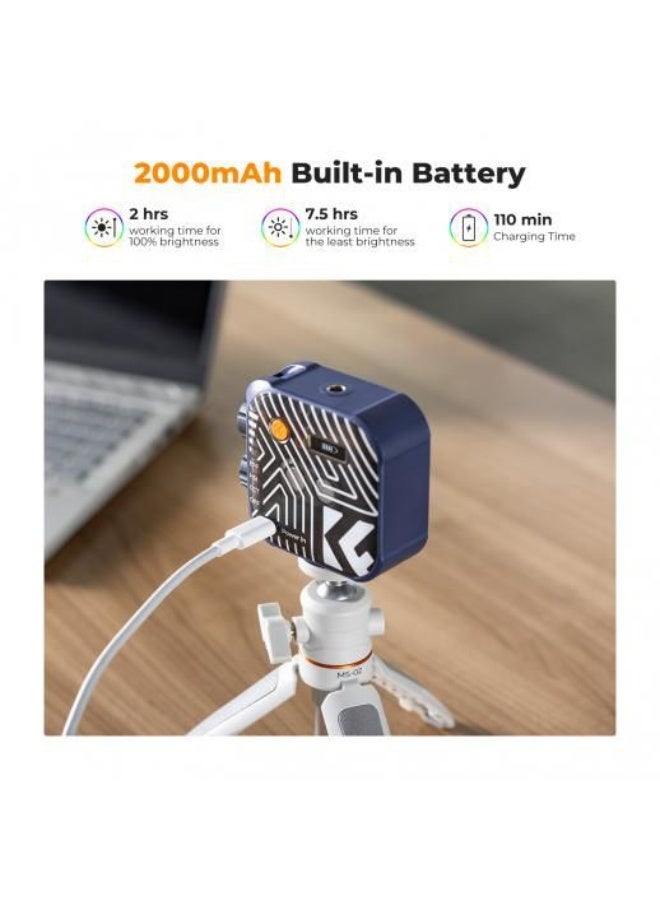 كي إف K & F CONCEPT RGB VIDEO LIGHT ، 360 درجة ضوء تصوير محمول بالألوان الكاملة مع 21 مؤثرات ضوئية ، 2500K-9900K CRI 96+ ضوء كاميرا LED لاستوديو صور سيلفي مدونات الفيديو ، أسود - Image 2