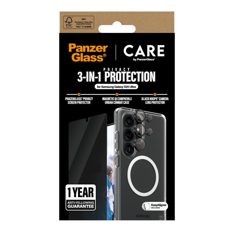 PanzerGlass Care By Panzerglass Fashion 3-In-1 Bundle - Urban Combat Case + Privacy Screen Protector + Camera Lens Protector For Samsung Galaxy S25 Ultra - Full Privacy, Slim Design, Durable Protection - Image 3