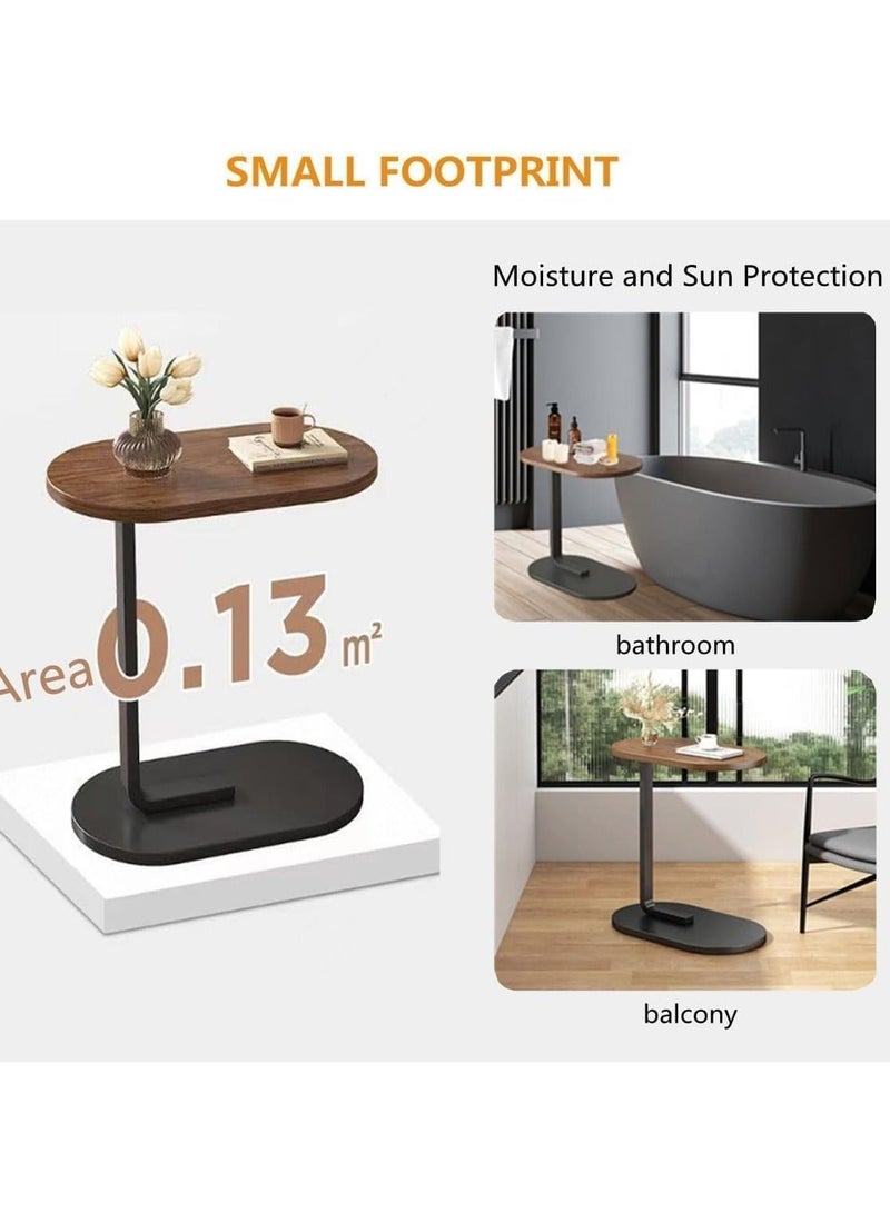 Modern Side Coffee Table Compact Living Room Accent Furniture Wooden Top Metal Stand Sofa Bedside Snack Laptop Holder Minimal Design Space Saving Home Decor Use - Image 3