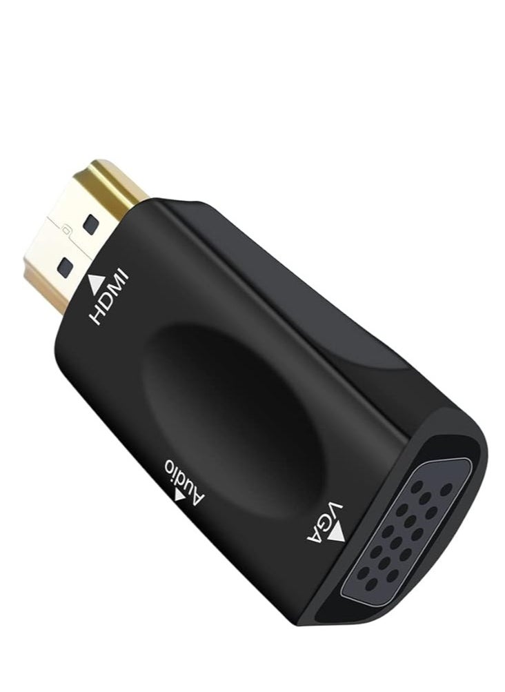 ماركة غير محددة - محول HDMI إلى VGA مع منفذ صوت 3.5 ملم لشاشة الكمبيوتر والتلفزيون والفيديو عالي الدقة 1080 بكسل (مدخل HDMI ذكر، مخرج VGA أنثى) - Image 1