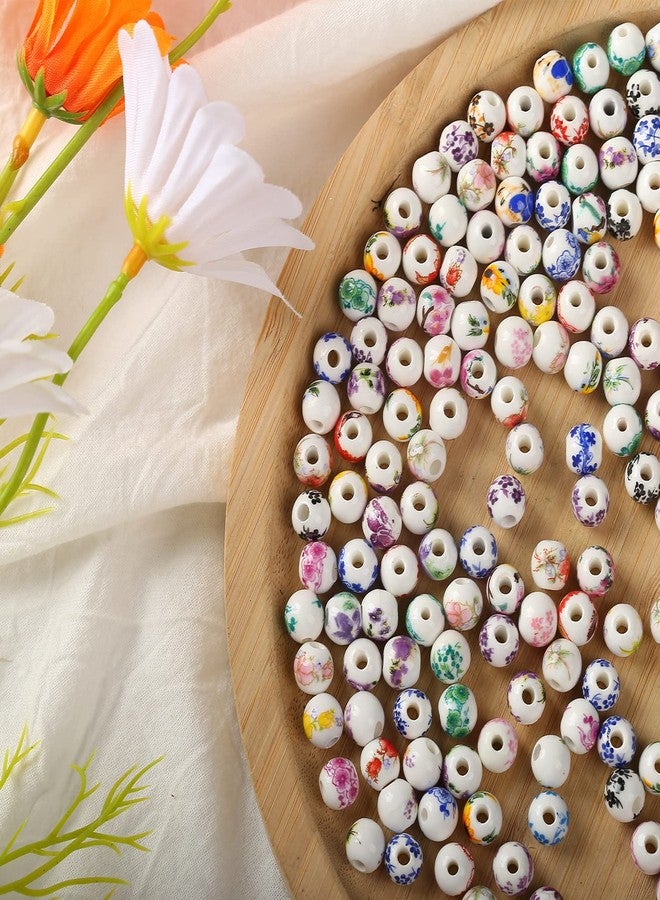 HERZWILD 100Pcs Flower Ceramic Beads Craft Beads Threading Ball Bracelets Beads Colorful Beads Set Chinese Porcelain Beads for DIY Jewelry Arts Crafts Necklace Bangle (8mm) - Image 4