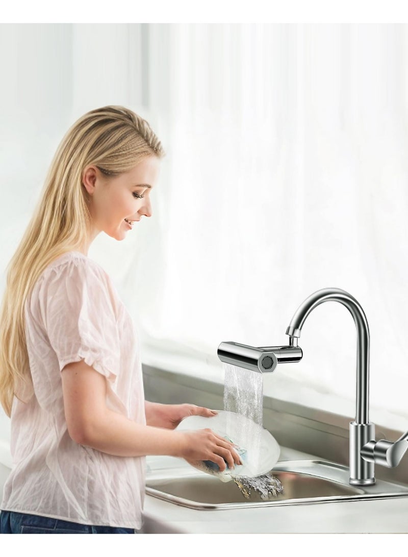 RAHAYM 4 in 1 Waterfall Kitchen Faucet,360°Swivel Faucet Extender for Kitchen Sink,Splash-Proof Kitchen Faucet Head Replacement,Highh Arc Sink Faucet Suitable for Washing Fruit Vegetable - Image 2