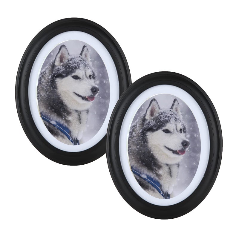 GRRONZEE 2 Pack Oval Picture Frame 5x7 Black Wall Photo Frame for Home Decor and Photo Gallery