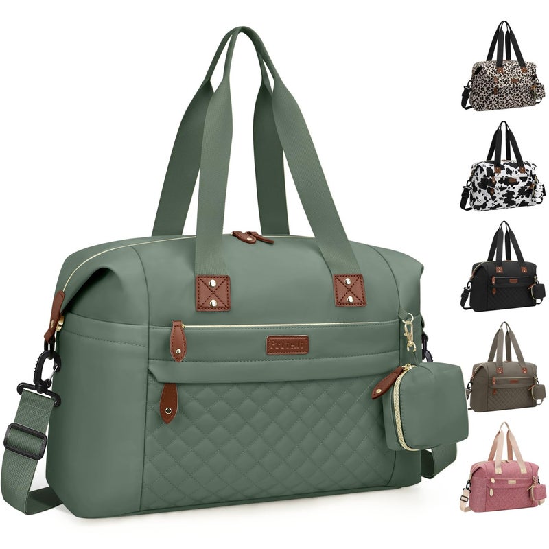 Pritent Diaper Bag Tote Diaper Baby Bags with Pacifier Case Shoulder Straps Stroller Clips Waterproof Large Mommy Maternity Travel Baby Bag for Mom and Dad Green Medium - Image 2