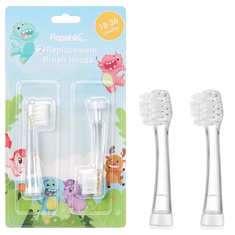 Papablic Replacement Toothbrush Heads - 2 Count | Compatible with Papablic BabyHandy & Toddler Sonic Electric Toothbrushes (18-36 Months) - Image 1
