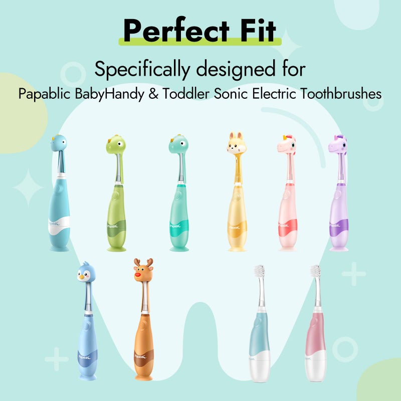 Papablic Replacement Toothbrush Heads - 2 Count | Compatible with Papablic BabyHandy & Toddler Sonic Electric Toothbrushes (18-36 Months) - Image 3